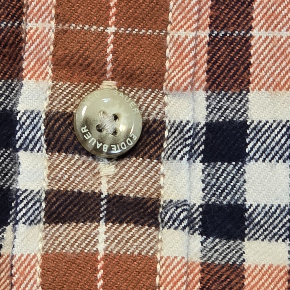 Eddie Bauer Button Down Shirt Mens 2XL Brown Plaid Relaxed Fit Gorpcore Outdoors - Picture 5 of 12